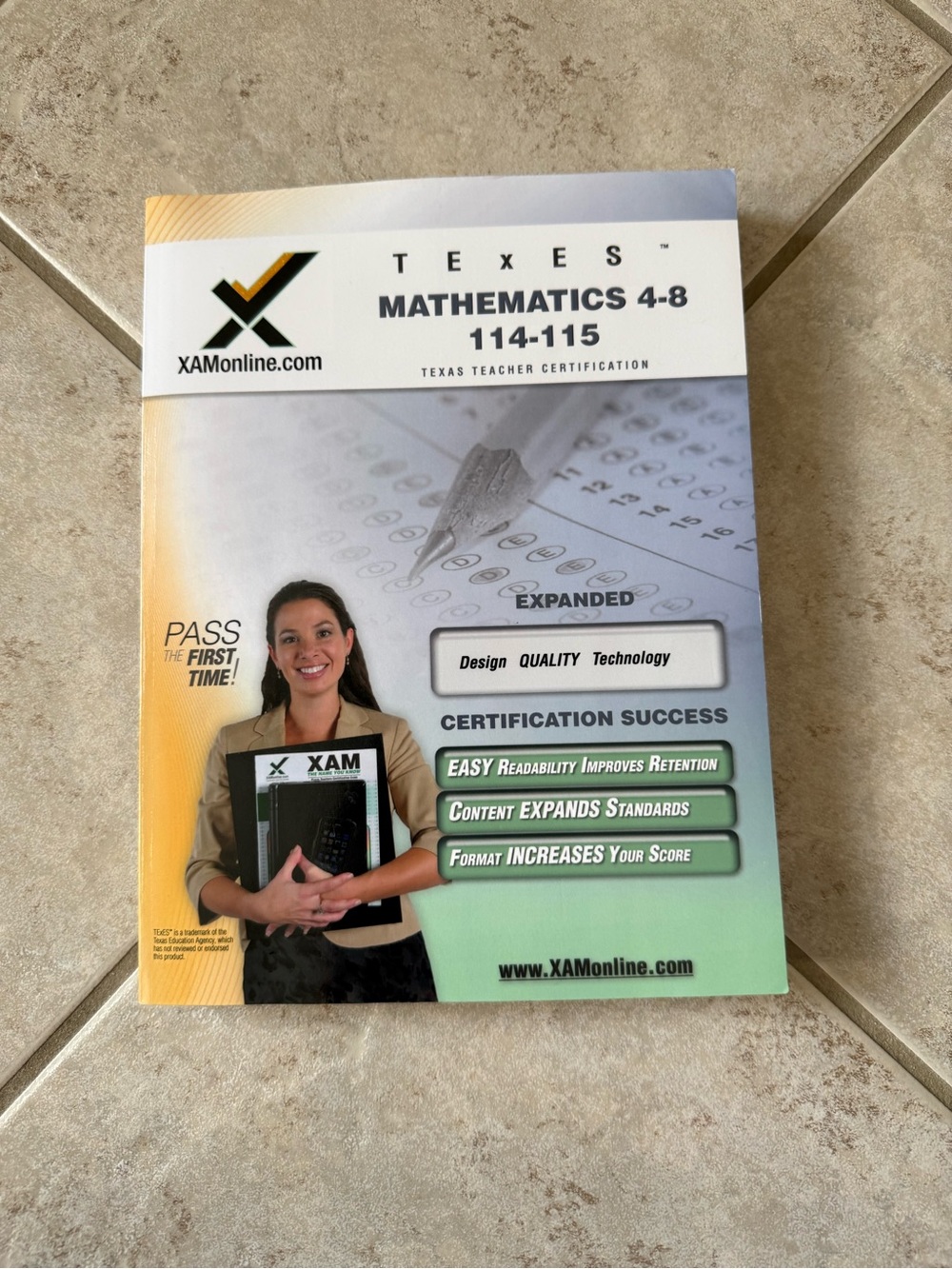 XAM Mathematics 4-8 114-115 Test Prep Book - Yellow Green